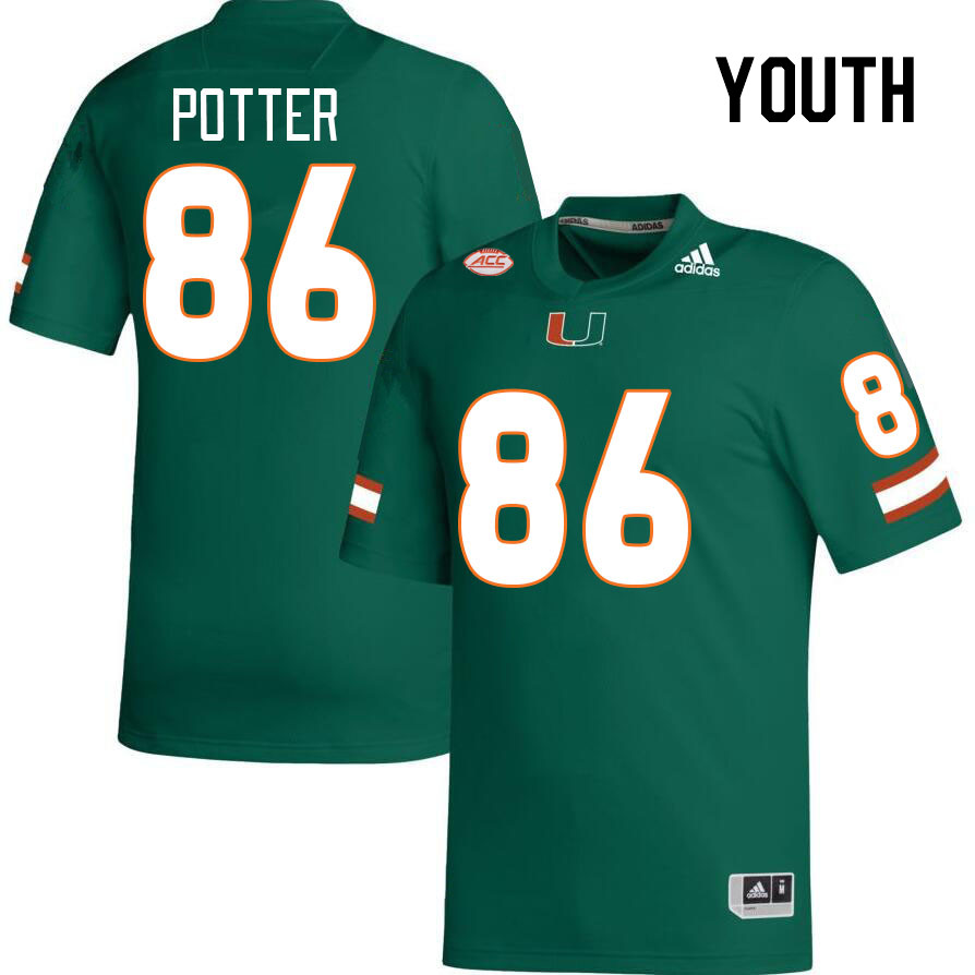Youth #86 Fred Potter Miami Hurricanes College Football Jerseys Stitched-Green - Click Image to Close